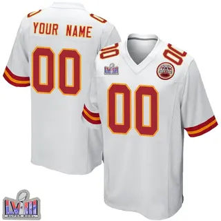 Game Men's Custom Kansas City Chiefs Nike Super Bowl LVIII Patch Jersey - White