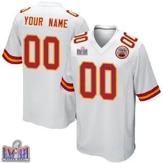 Game Youth Custom Kansas City Chiefs Nike Super Bowl LVIII Patch Jersey - White