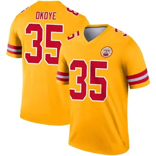 Legend Men's Christian Okoye Kansas City Chiefs Nike Inverted Jersey - Gold